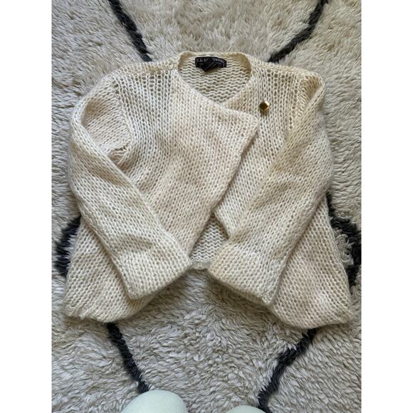Vintage I.B. Diffusion Ivory Wool/Mohair Jacket Cardigan Chunky cropped moto - Picture 6 of 16